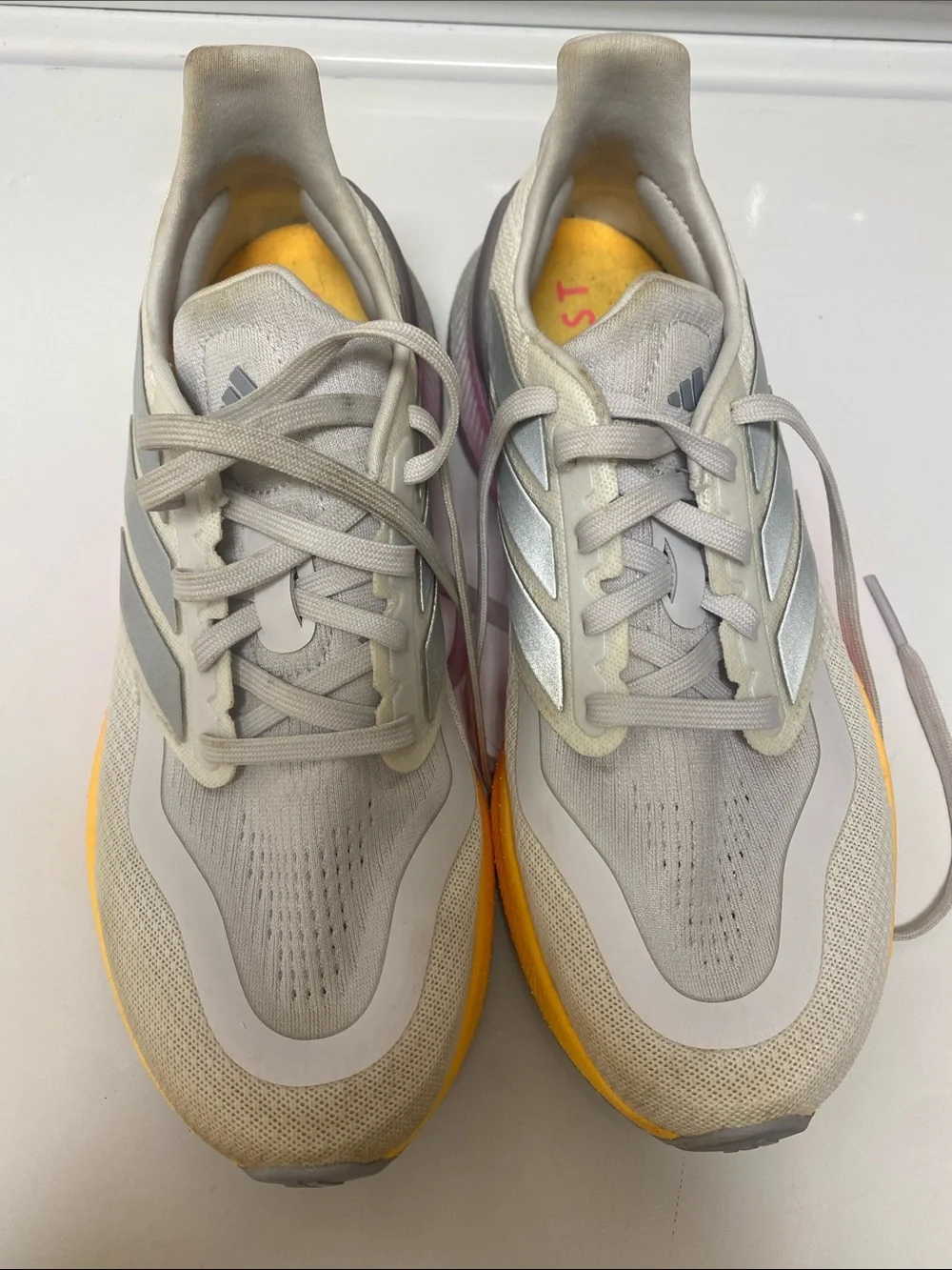adidas white and Yellow-Pink Gradient Women's Running Shoes